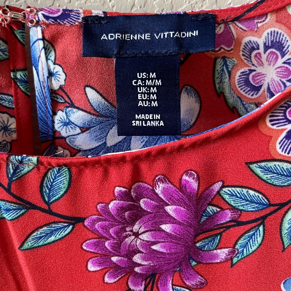 Adrienne Vittadini Women’s Red Floral Print Long Sleeve Blouse Size M - Picture 4 of 9